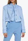 Dolce & Gabbana Cropped Wool Tweed Jacket In Light Blue
