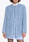 Dolce & Gabbana Light Blue Single-breasted Jacket With Logo Detail On Buttons In Cotton Blend Woman In Light Blue