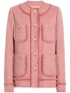 Dolce & Gabbana Rachel Tweed Single-breasted Collarless Jacket In Pink