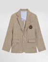 Dolce & Gabbana Single-breasted Twill Jacket With Patch In Beige