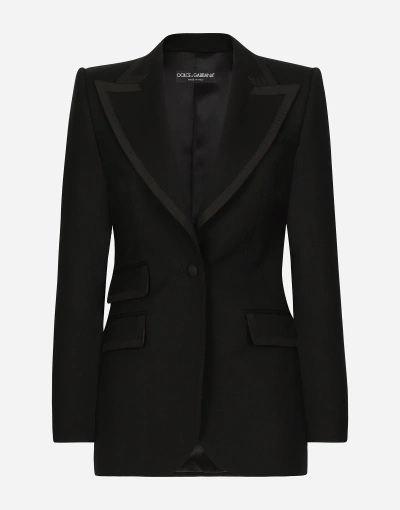 Dolce & Gabbana Single-breasted Twill Turlington Tuxedo Jacket In Black