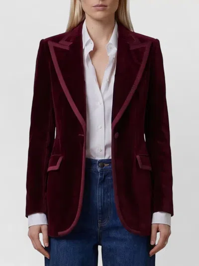 Dolce & Gabbana Single Breasted Velvet Tailoring Jacket In Burgundy