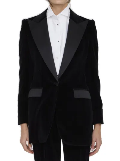 DOLCE & GABBANA SINGLE-BREASTED VELVET TURLINGTON TUXEDO JACKET