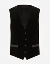Dolce & Gabbana Single-breasted Velvet Vest In Black