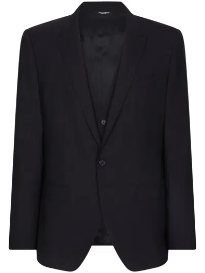 Dolce & Gabbana Single-breasted Virgin-wool Blazer And Waistcoat Set In Blue