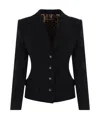 Dolce & Gabbana Structured Wool Blazer With Buttoned Cuffs In Black