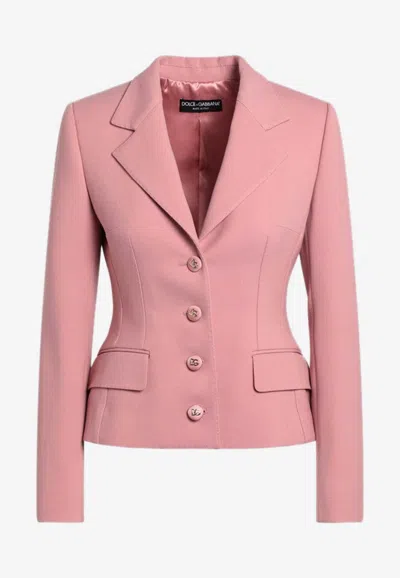 Dolce & Gabbana Single-breasted Wool Blazer In Pink