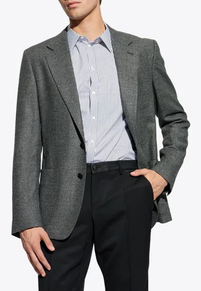 Dolce & Gabbana Single-breasted Wool Blend Blazer In Gray