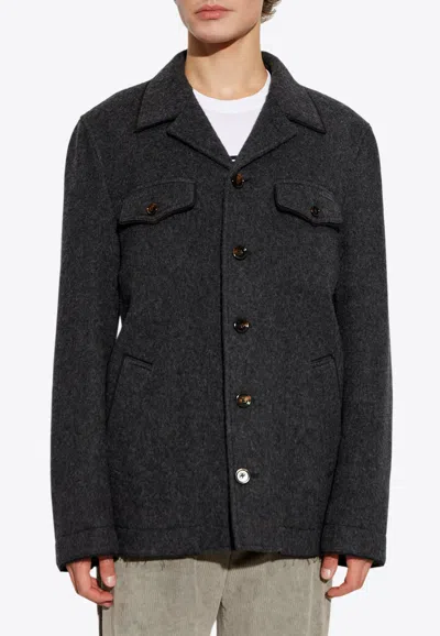 Dolce & Gabbana Single-breasted Wool Blend Jacket In Black