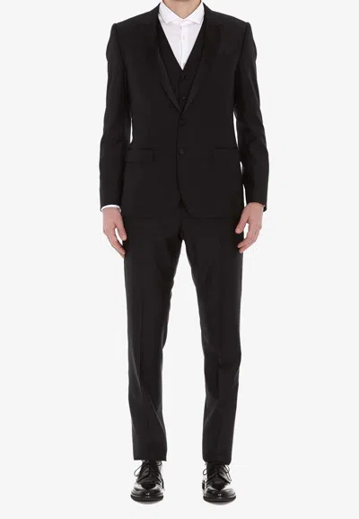 Dolce & Gabbana Single-breasted  Wool Blend Suit - Set Of 3 In Black