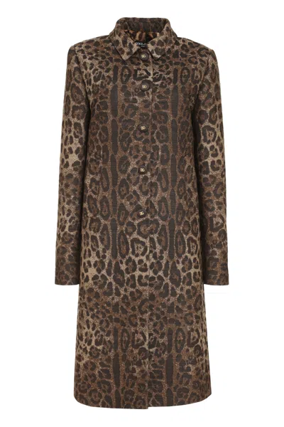 Dolce & Gabbana Single-breasted Wool Coat In Brown