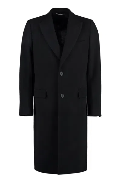 Dolce & Gabbana Single-breasted Wool Coat In Black