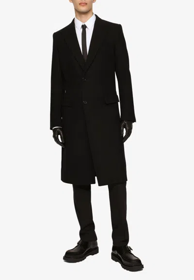 Dolce & Gabbana Single-breasted Wool Coat In Black