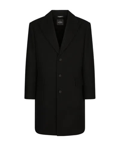 Dolce & Gabbana Single-breasted Wool Coat In Black