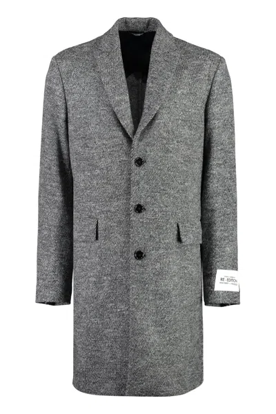 Dolce & Gabbana Single-breasted Wool Coat In Grey