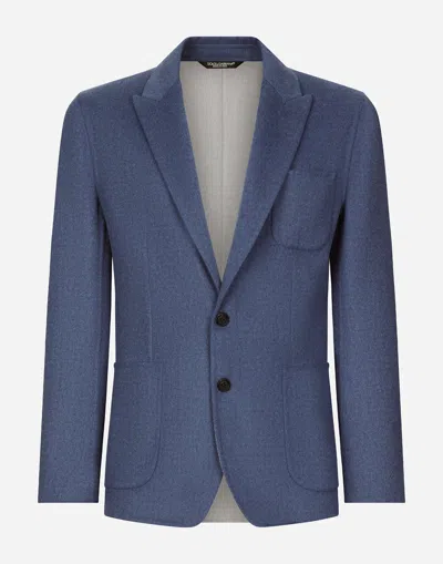 Dolce & Gabbana Single-breasted Wool Portofino-fit Jacket In Blue