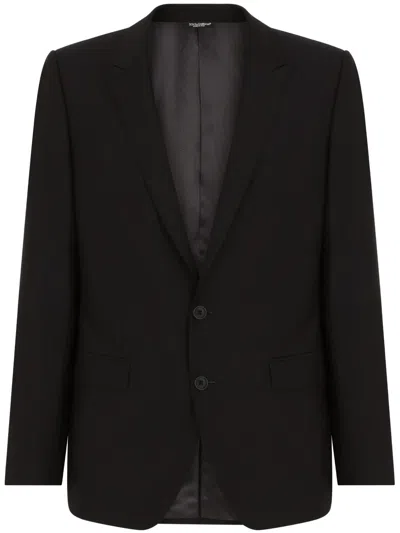 Dolce & Gabbana Wool And Silk Suit With Hidden Pocket In Blue