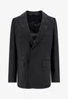 Dolce & Gabbana Wool Blazer With All-over Monogram In Black
