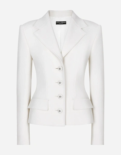 Dolce & Gabbana Single-breasted Woolen Jacket In White