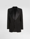 Dolce & Gabbana Single-breastedwool And Silk Blend Jacket In Black