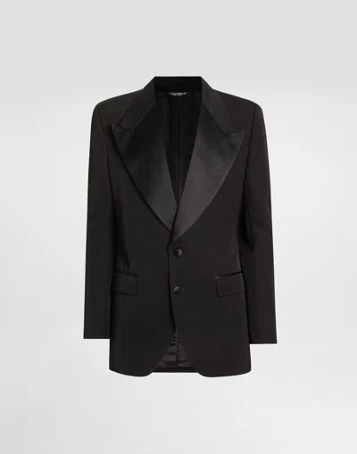 Dolce & Gabbana Single-breastedwool And Silk Blend Jacket In Black