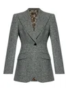 Dolce & Gabbana Tweed Jacket With Flap Pockets And Peak Lapels In Gray