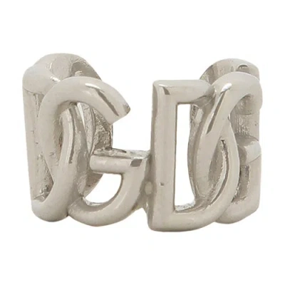Dolce & Gabbana Single Ear Cuff With Logo In Silver_palladium
