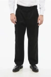 Dolce & Gabbana Single-pleated Cargo Pants With Embroidered Monogram In Black