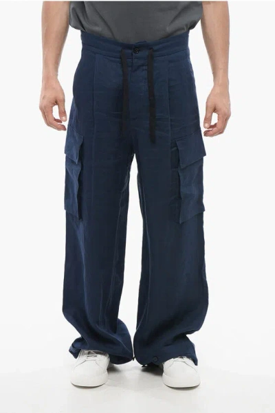 DOLCE & GABBANA SINGLE-PLEATED LINEN CARGO PANTS