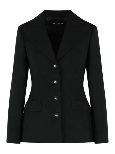 Dolce & Gabbana Single-breasted Black Wool Jacket