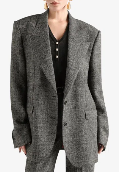 Dolce & Gabbana Single-breasted Blazer In Birdseye Wool In Gray