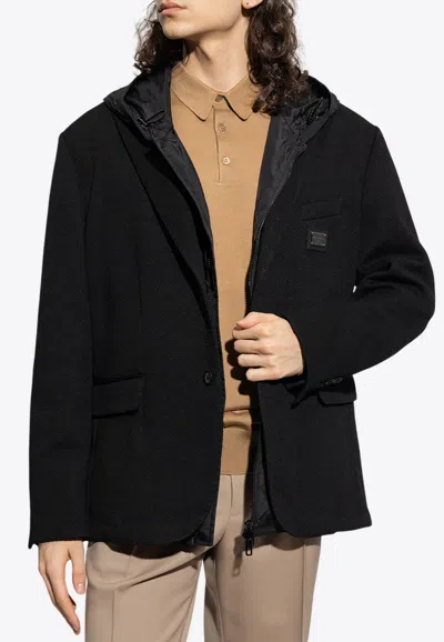 Dolce & Gabbana Single-breasted Blazer With Hooded Vest In Black