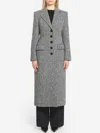 Dolce & Gabbana Chevron Pattern Single-breasted Wool Coat In Gray