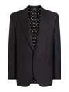 Dolce & Gabbana Rounded Lapel Wool Jacket With Button Front In Blue