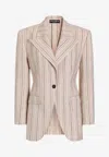 Dolce & Gabbana Dolce  Gabbana Regimental Pinstriped Single-breasted Jacket In Multi