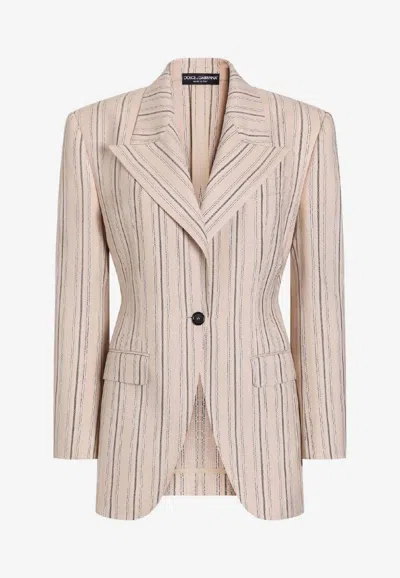 DOLCE & GABBANA SINGLE-BREASTED JACKET IN REGIMENTAL PINSTRIPE