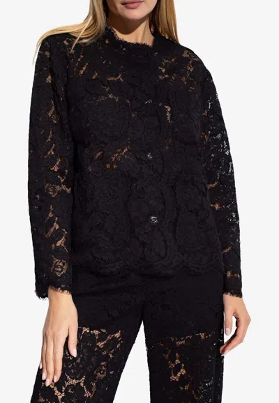 Dolce & Gabbana Single-breasted Lace Blazer In Black