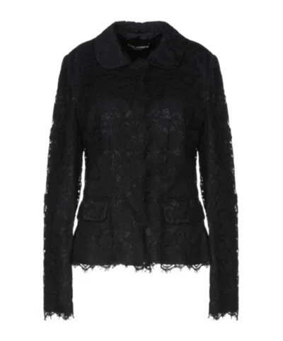 Dolce & Gabbana Singlebreasted Lace Blazer In Black