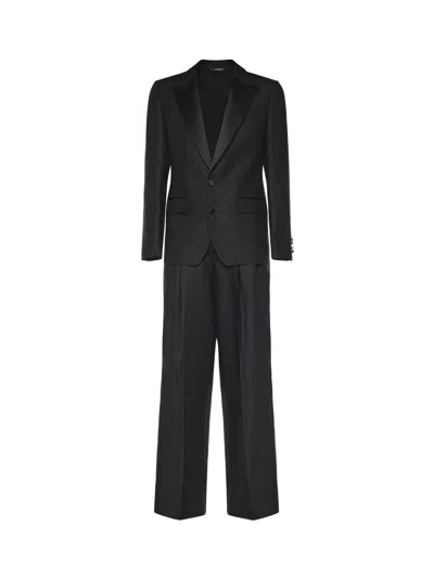 Dolce & Gabbana Single-breasted Linen Suit In Black