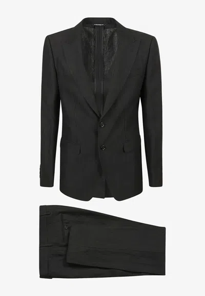 Dolce & Gabbana Single-breasted Linen Suit In Black