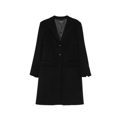Dolce & Gabbana Single-breasted Logo-plaque Coat In Black