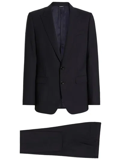 Dolce & Gabbana Single-breasted Martini Light Suit In Wool Gabardine In Blue