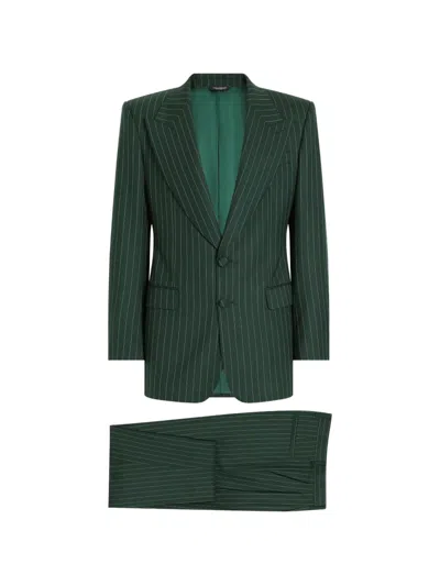 Dolce & Gabbana Single-breasted Martini Suit In Pinstriped Wool In Green