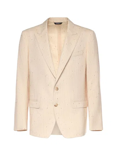 Dolce & Gabbana Single-breasted Pinstripe Jacket In Neutral