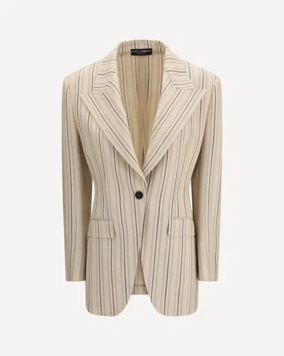 Dolce & Gabbana Single-breasted Regimental Pinstripe Jacket In Neutral