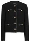 Dolce & Gabbana Jeweled Button Boucle Jacket In Black