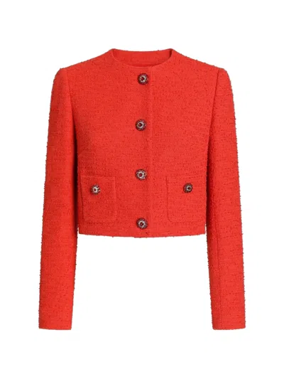Dolce & Gabbana Single-breasted Tweed Jacket In Orange