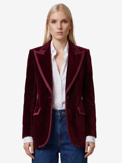 Dolce & Gabbana Singlebreasted Velvet Jacket In Bordeaux