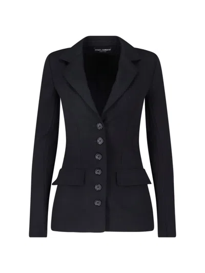 Dolce & Gabbana Single-breasted Virgin Wool Blazer In Black