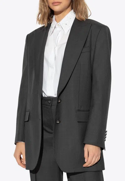 Dolce & Gabbana Single-breasted Wool Blazer In Gray